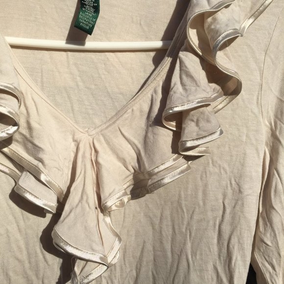 Beige Ruffles Long Sleeve TOP Ralph Lauren - Picture 4 of 9